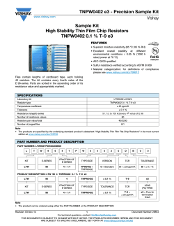 TNPW0402 e3 - Precision Sample Kit Sample Kit High