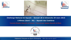 Squash : 28 et 29 mars à Nîmes (Gard – 30)