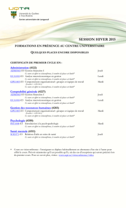 Horaire hiver 2015 - Universit&eacute; du Qu&eacute;bec