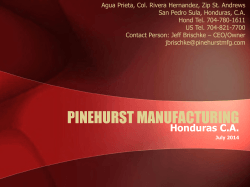 Honduras CA - Pinehurst Manufacturing
