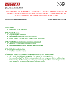 WELDALL MFG., INC. IS AN EQUAL OPPORTUNITY EMPLOYER
