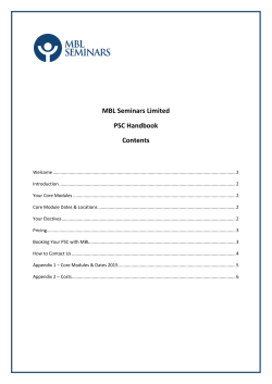 MBL Seminars Limited PSC Handbook Contents