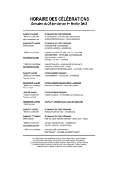 HORAIRE DES C&Eacute;L&Eacute;BRATIONS - Paroisse Saint