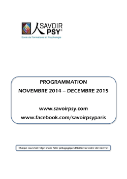 PROGRAMMATION NOVEMBRE 2014 – DECEMBRE 2015 www