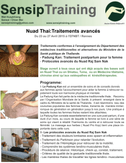Nuad Thai:Traitements avancés - Ecole Française de Nuad Boran