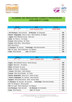 PLANNING DES RENCONTRES PARENTS PROFESSEURS