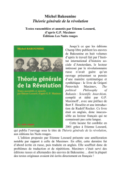 Michel Bakounine Théorie générale de la révolution