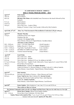 HOLY WEEK PROGRAMME &ndash; 2014 - St. John Bosco Church, Borivli