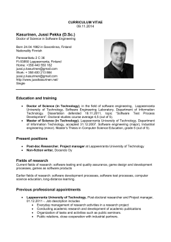 CV and list of publications here - Jussi Kasurinen, non