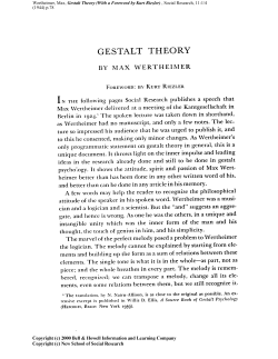 Wertheimer, Max, Gestalt Theory (With a Foreword by Kurt Riezler