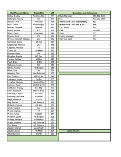 Staff/Teacher Name Grade/Title VM Bailey, Bradey Facilities Mgr