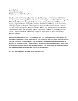 Lyn P. Sherlock Independent Consultant Brigadier General, U.S. Air