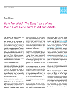 Kate Horsfield: The Early Years of the Video Data Bank and On Art