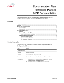 Reference Platform Documentation Plan: MDK