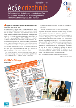 Télécharger la Newsletter AcSé crizotinib n°2 - Juin 2014
