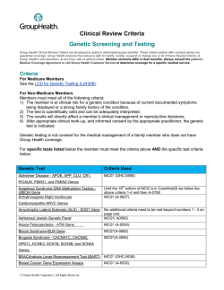 Genetic Screening and Testing