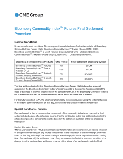 Bloomberg Commodity Index Futures Final Settlement
