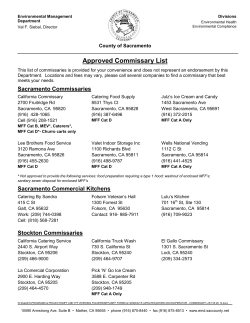Approved Commissary List - Sacramento County Environmental