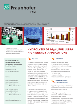 HYDROLYSIS OF MgH FOR ULTRA HIGH