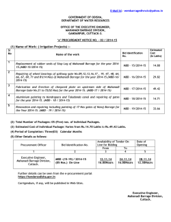 (1) Name of Work: ( Irrigation Projects) :-