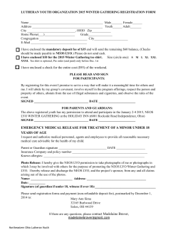 2015 LYO Registration - Northeastern Ohio Synod