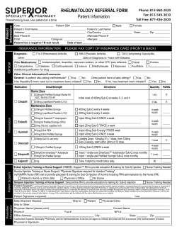 RHEUMATOLOGY REFERRAL FORM Patient Information