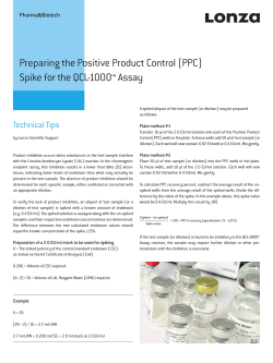 Preparing the Positive Product Control (PPC) Spike for