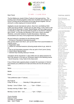 Volunteering Form [PDF] - Melbourne Jewish Writers Festival