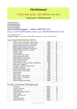 Herb&ocirc;mont Liste des prix / produits mai 2014