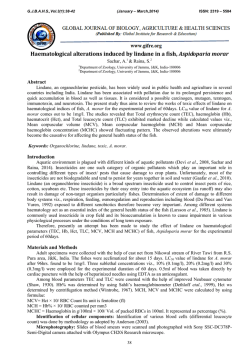 Haematological alterations induced by lindane in a fish, Aspidoparia