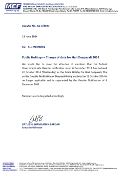 MEF Circular No: AG 7/2014 - Public Holidays &ndash; Change of date for