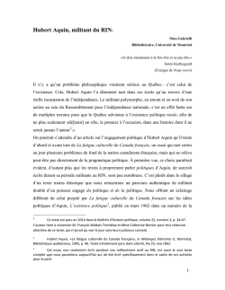 Hubert Aquin, militant du RIN1 - Papyrus