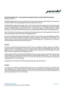 Pankl Racing Systems AG - Announcement according to § 93 para 2