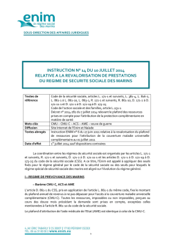 INSTRUCTION N&deg; 14 DU 10 JUILLET 2014 RELATIVE A