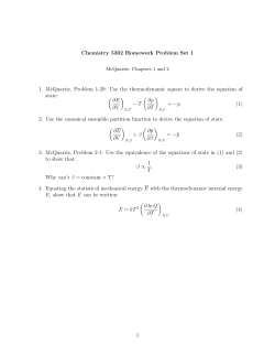 Chemistry 5302 Homework Problem Set 1 1. McQuarrie, Problem 1