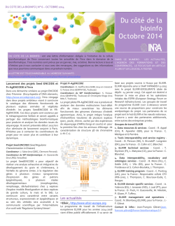 Du c&ocirc;t&eacute; de la bioinfo Octobre 2014