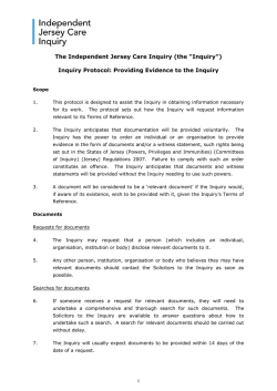 Inquiry Protocol: Providing Evidence to the Inquiry