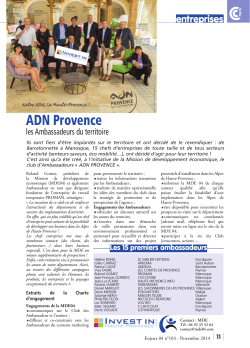 Enjeux CCI 04 : ADN Provence, les Ambassadeurs