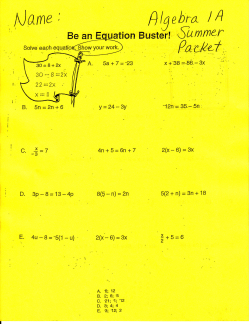 7th-8th Grade Algebra 1A Packet