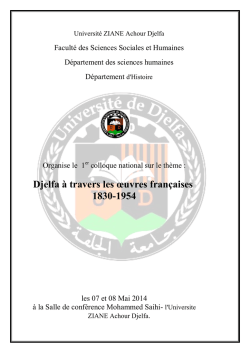 Djelfa &agrave; travers les &oelig;uvres fran&ccedil;aises 1830-1954