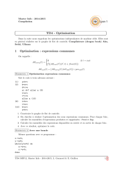 TD4 - Optimisation 1 Optimisation : expressions communes