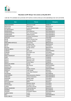 BP1 Afrique - Liste des admis 2014