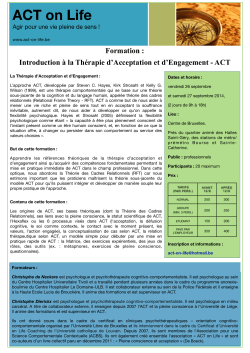 Formation - Introduction à ACT - septembre 2014