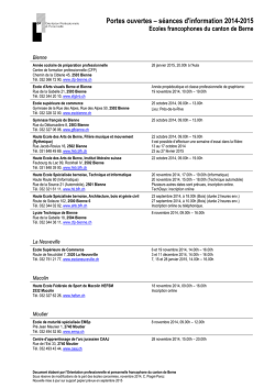 Ecoles francophones du canton de Berne Portes ouvertes