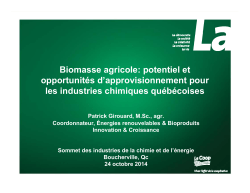 Biomasse agricole - Comité Sectoriel de la Chimie