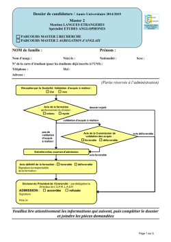 Dossier de candidature M2 R et AGR ANGLAIS 2014-2015