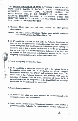 this sworn statement of ruby c. tuason is given before head agent