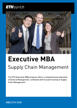 Executive MBA - MBA, Supply Chain Management, SCM, ETH Zurich