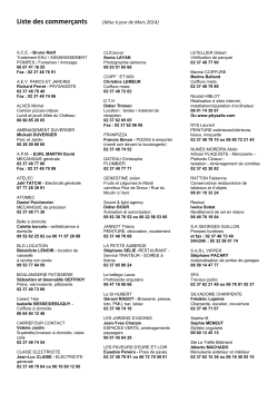 Liste des commerçants (Mise à jour de Mars 2014)