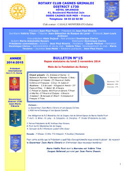 Bulletin N° 15 du 3 novembre 2014